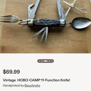 Vintage Multi-Tool Camp Knife with Fork & Spoon
